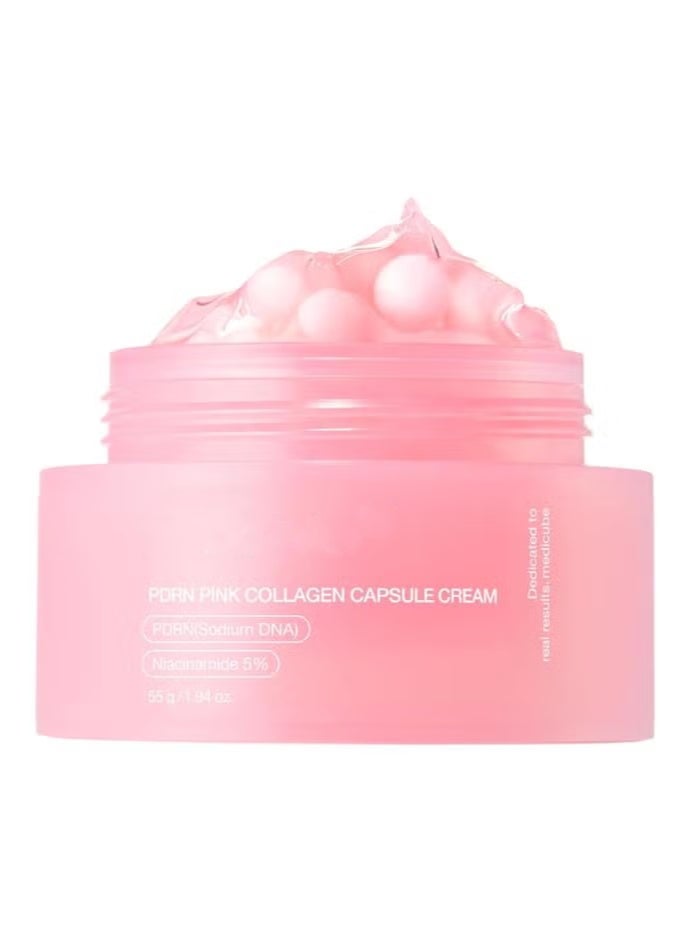 Medicube Korean Premium Salmon Extract Pink Collagen Capsule Cream, lightweight and moisturizing, with niacinamide for brightening and evening skin tone (2 oz/55 g). - Image 1