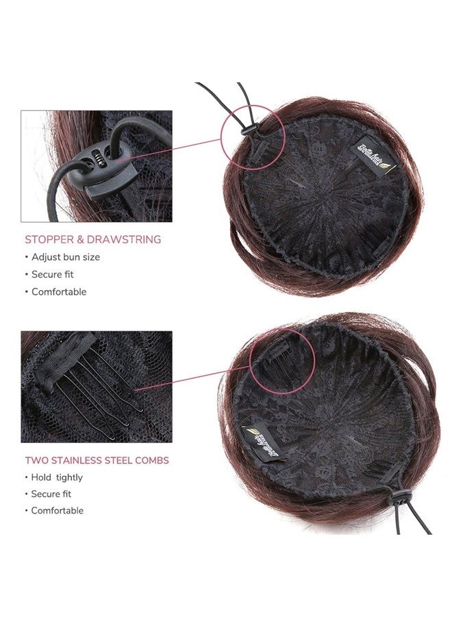 Bella Hair 100% Human Hair Bun Extension Donut Chignon Hairpieces for Both Women and Men Instant Up-Do Fake Bun Scrunchies (#1B Natural Black) - Image 4