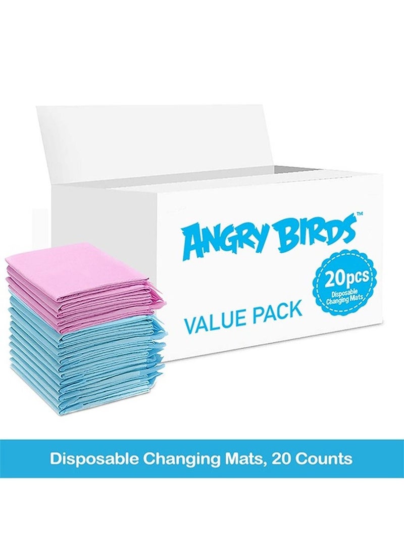 Angry Bird Disposable Changing Mats, 20 Counts, Soft Waterproof Mat, Portable Leak Proof Changing Mat, New Mom Leak-Proof Under pad, Mattress Table Protector Pad - Image 2