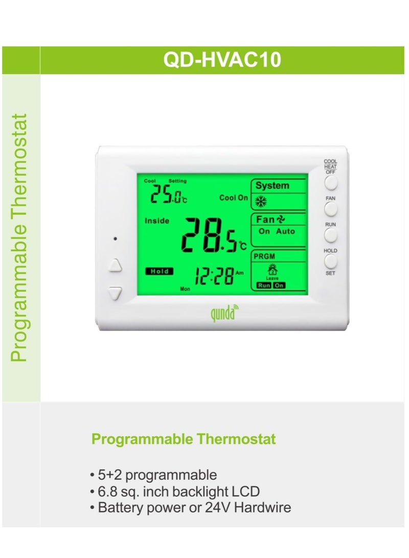 QUNDA QD-HVAC20 Programmable Thermostat - Precise Climate Control for Fan Coil  - Image 2