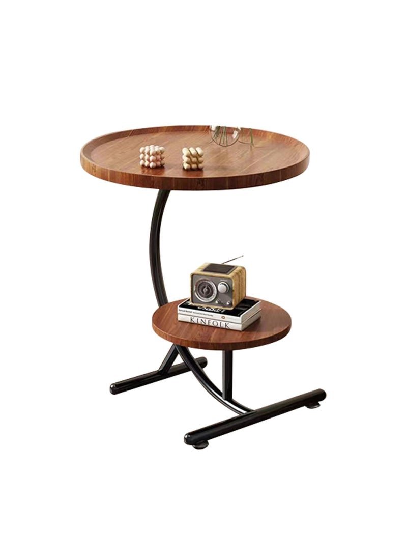 Coffee Table,2 Layers End Table Side Table,Sofa End Table,Snack Side Table Bedside Table,Walnut,50*50*10CM