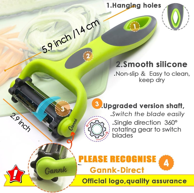 Gannk Potato Apple Vegetable Peelers for Kitchen, I and Y Peelers for Fruit Veggie Potatoes Carrot Cucumber, 3 in 1 Blade Spin Design With Julienne Function - Image 4