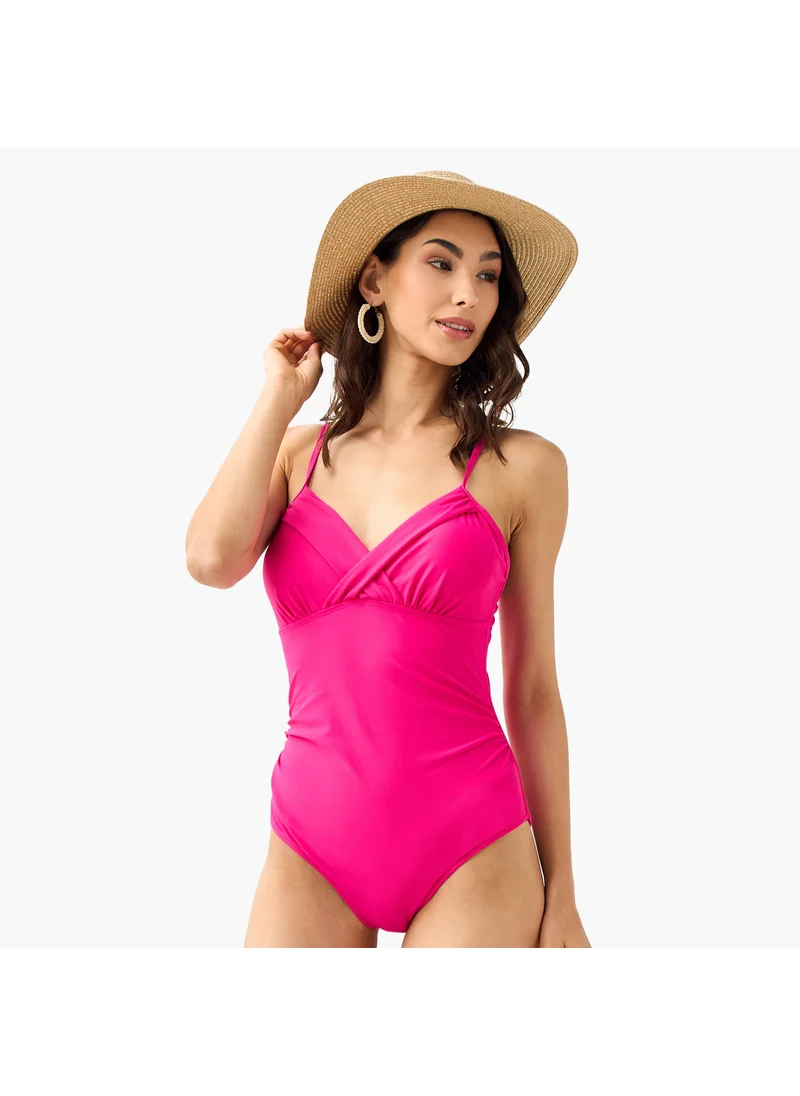 سبلاش فيڤ Adjustable Strap Detail Swimsuit with V-neck