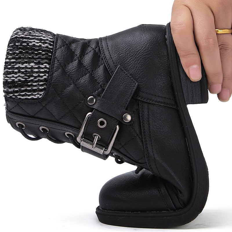 GLOBALWIN Women's 2102 Black Ankle Booties Fashion Combat Boots 9M - Image 5