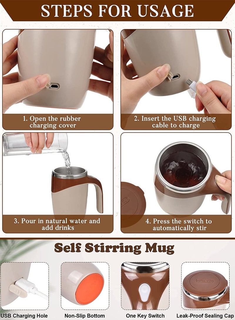 QUTOOB Multi-functional Magnetized Stirring Cup Rechargeable Self Stirring Coffee Mug - Auto Stirring Mixing Cup To Stir Coffee, Chocolate, Milk, Protein, Cocoa Etc, Great For Home Office Travel, School, Gym - Image 4