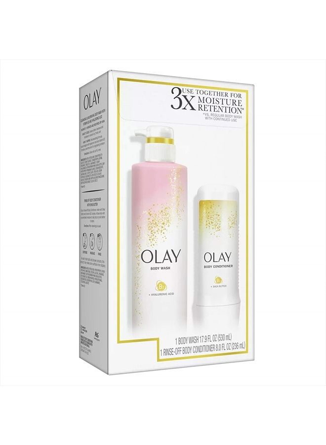Olay Cleansing and Nourishing Body Wash, 17.9 fl oz and Conditioner, 8 fl oz compatible with Olay - Image 3