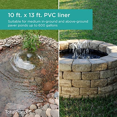 TotalPond 10 x 13 ft. PVC Pond Liner, For Ponds up to 600 Gallons, 14.5 mil, Flexible and Easy to Install, Durable and Strong Reinforced Mesh Weave, UV and Tear Resistant, Multi-Purpose Use, Black - Image 2