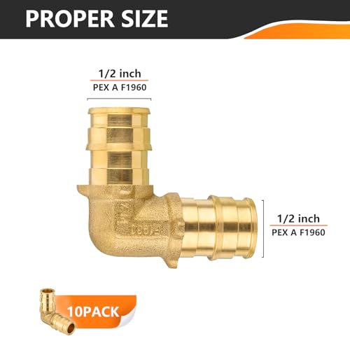 HeSun 10Pack HeSun PexA Fitting 12 Inch Pex A Expansion Elbow90Degree Expansion Fitting 12 x 12 ElbowASTM F1960PEX1960033 - Image 3