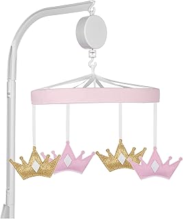 Trend Lab Sammy & Lou Tiara Princess Baby Crib Mobile with Music, Crib Mobile Arm Fits Standard Crib Rail - Image 1
