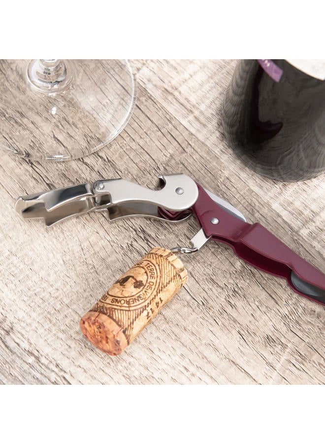 HYZ 2-Pack Wine Opener Waiter Corkscrew, Professional Wine Key for Servers, Bartender with Foil Cutter, Manual Wine Bottle Opener Double Hinged (Burgundy) - Image 5