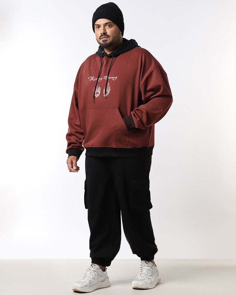 bewakoof Men's Fudgesickle Brown Against All Odds Graphic Printed Oversized Plus Size Hoodies - Image 4