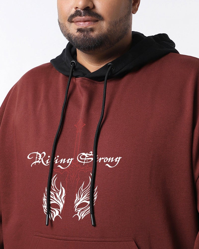 bewakoof Men's Fudgesickle Brown Against All Odds Graphic Printed Oversized Plus Size Hoodies - Image 5
