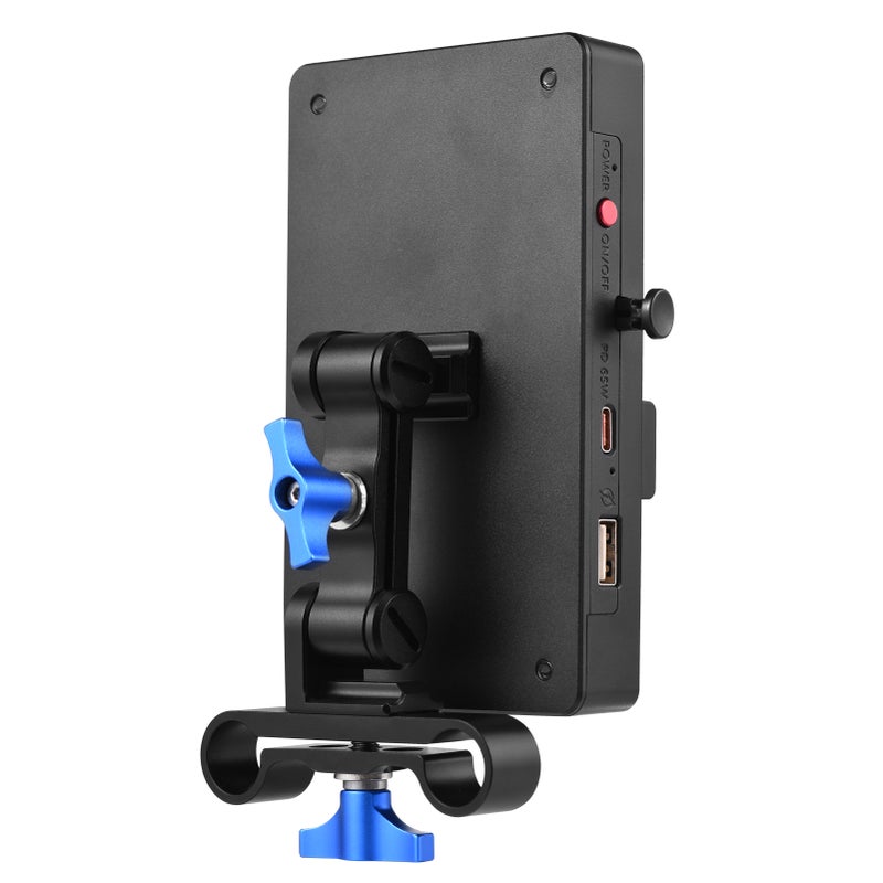 V Mount Battery Plate V Lock Battery Adapter Plate 65W PD Fast Charging with 15mm Rod Clamp Adjustable Arm 8V/12V/15V DC Outputs D-Tap Output Accessories Replacement for Canon Sony DSLR Camera - Image 2