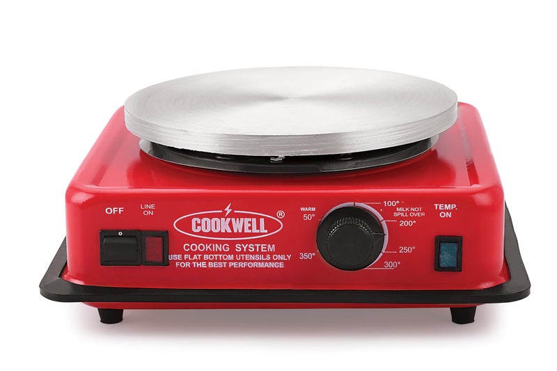 COOKWELL Stainless Steel with Automatic Thermostat Electric Hot Plate 950W Manual Induction Cooktop, Red - Image 1