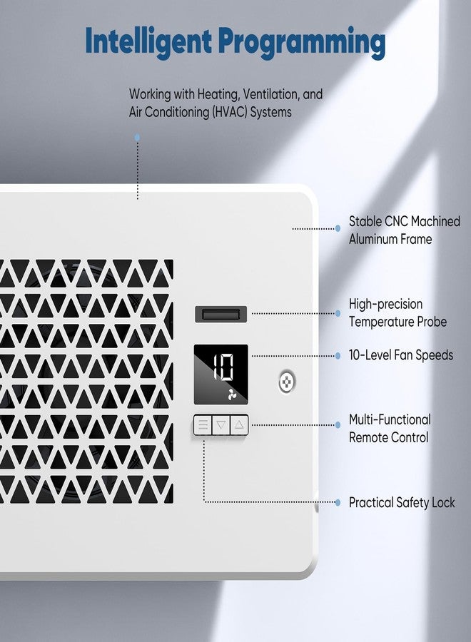 MATULSA Register Booster Fan for 4" x 10" Register Holes with Remote Control and Thermostat, 10-Speeds Floor Vent Fan Booster - Enhances AC Heating&Cooling Airflow, Quiet Air Duct Fan for Wall, White - Image 4