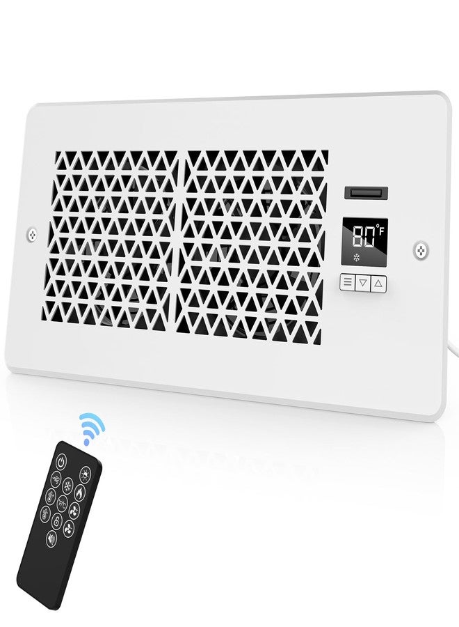 MATULSA Register Booster Fan for 4" x 10" Register Holes with Remote Control and Thermostat, 10-Speeds Floor Vent Fan Booster - Enhances AC Heating&Cooling Airflow, Quiet Air Duct Fan for Wall, White - Image 1