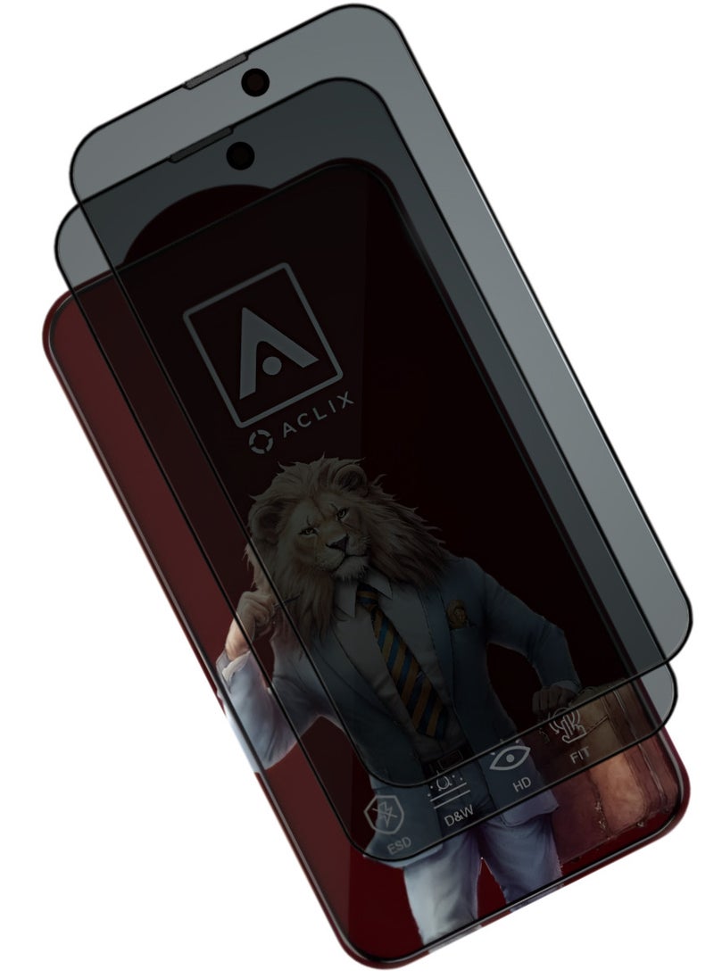 ACLIX 2 Pieces Antistatic ESD Dustof Premium Quality High Definition Anti-Spy Privacy Tempered Glass Screen tector Designed For  iPhone 15 Plus - Image 1