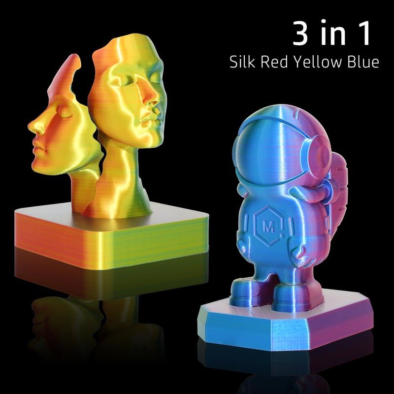 LOVOON 3D Tri-Colors PLA Printer Filament 1.75mm, Silk PLA Red Yellow Blue, 3D Printing Filament +/-0.02mm, Most 3D Printer and 3D Pen Compatible, 1kg(2.2lbs)/Spool - Image 2