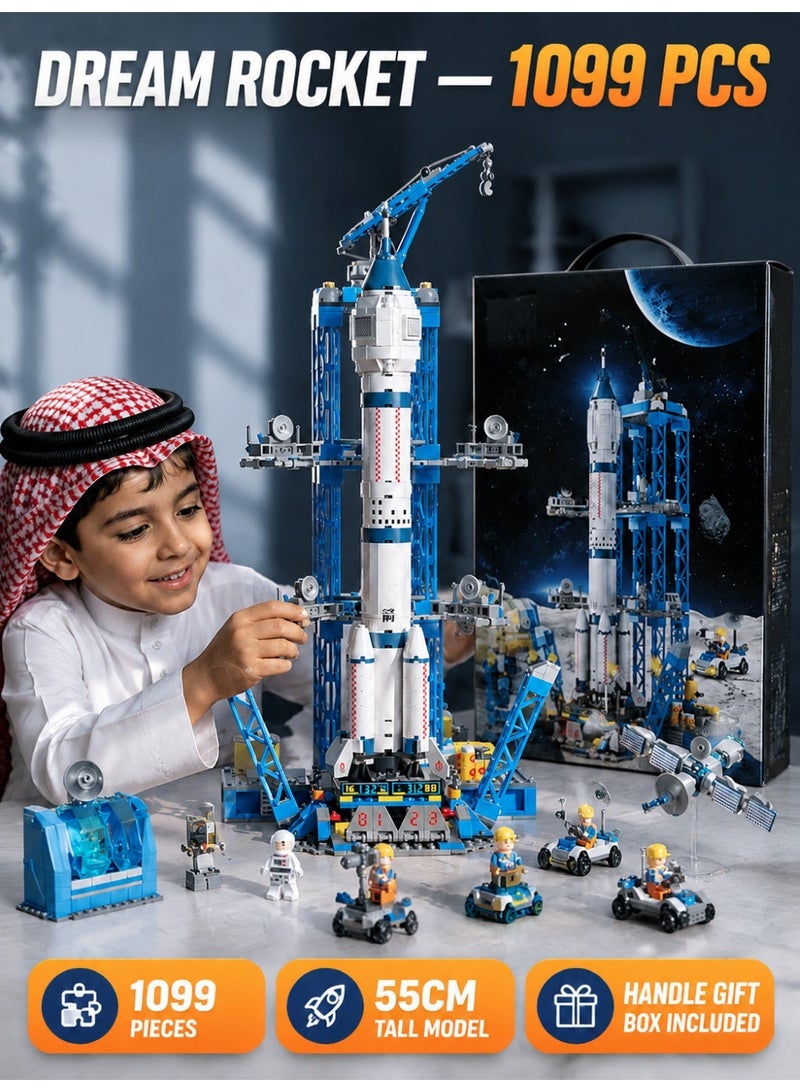 جودي بلاي مجموعة قطع بناء صاروخ مكوك الفضاء لعبة تجميع صاروخ استكشاف الفضاء مجموعة ألعاب صاروخ الفضاء مجموعة قطع بناء نظام الإطلاق الفضائي مناسبة للأطفال من سن 6 سنوات فما فوق (1099 قطعة) - Image 1