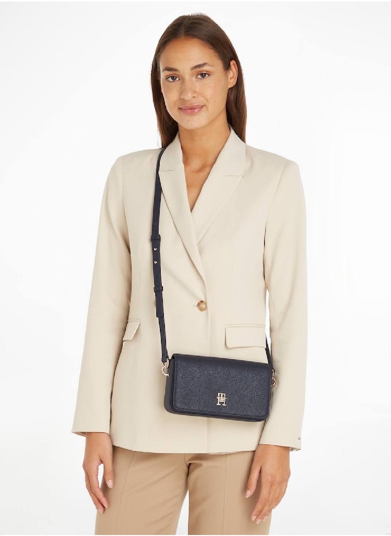 TOMMY HILFIGER - Women's Crossover Flap Handbag -  Polyurethane, Blue - Image 1