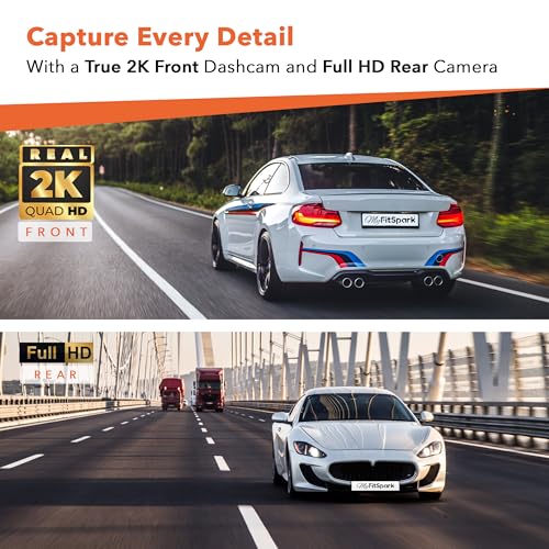 FitSpark MyFitSpark DC-101 Pro ADAS 4MP Real 2K Dual Channel Dash Cam | No.1 Novatek AI Chipset | 2.7" IPS HD Display | Super Night Vision, G-Sensor, GPS & WiFi | Bundle Pack with HARDWIRE KIT Worth Rs.3490 - Image 2