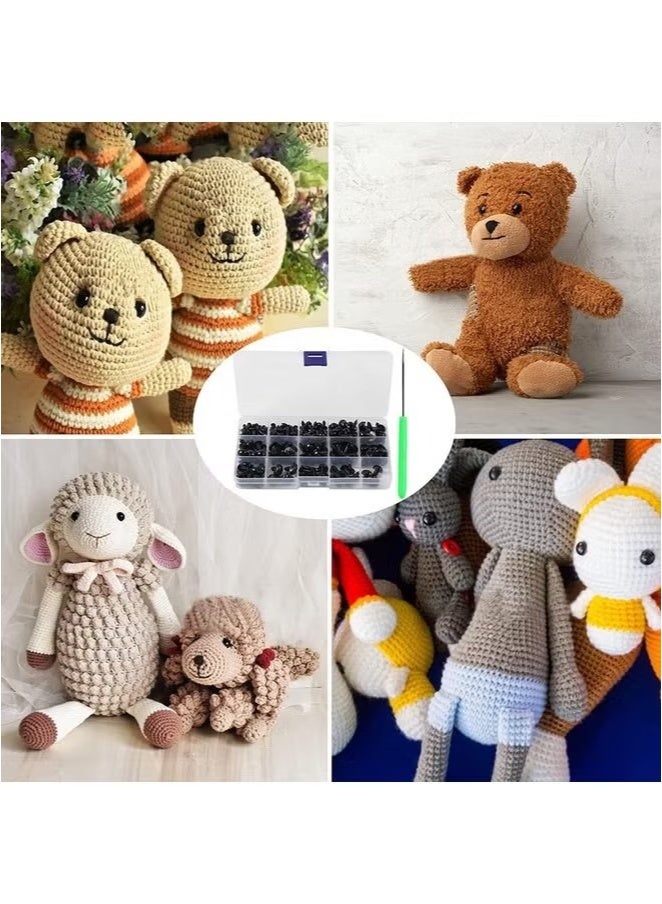 OMEVE Safety Eyes and Noses for Amigurumi, Stuffed Crochet Eyes with Washers, Craft Doll Eyes and Nose for Teddy Bear, Crochet Toy, Stuffed Doll and Plush Animal ,Various Sizes,566 PCS - Image 3