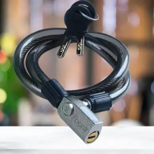 Foora Multipurpose Steel Cable Lock CL-01 Zinc Lock for Cycles, Bikes, Gate, Helmets and Scooters with 2 Keys (22 inch Approx.) Free Key Chain Home Improvement (Black) - Image 3
