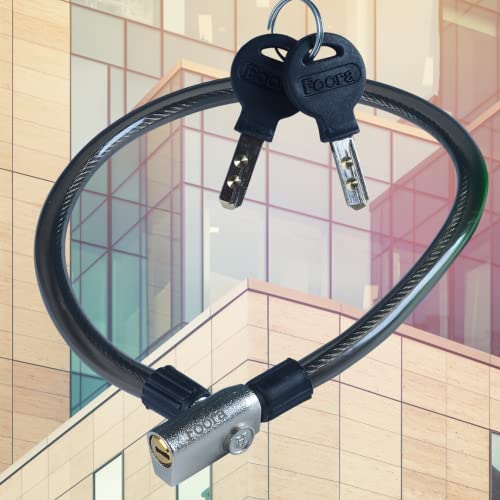 Foora Multipurpose Steel Cable Lock CL-01 Zinc Lock for Cycles, Bikes, Gate, Helmets and Scooters with 2 Keys (22 inch Approx.) Free Key Chain Home Improvement (Black) - Image 2