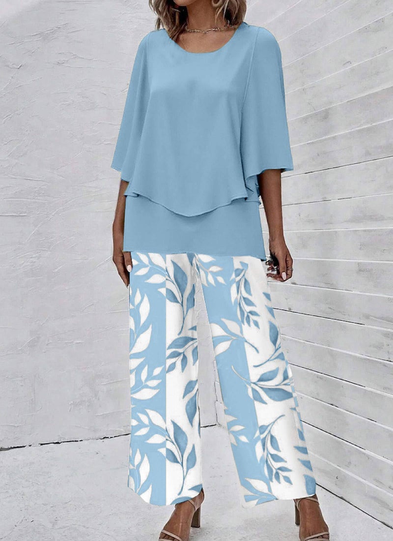 LOZ Lounge Sets for Women 2026 Summer Casual 3/4 Sleeve Shirts Wide Leg Pants Matching Tracksuit Sets Travel Outfits - Image 2