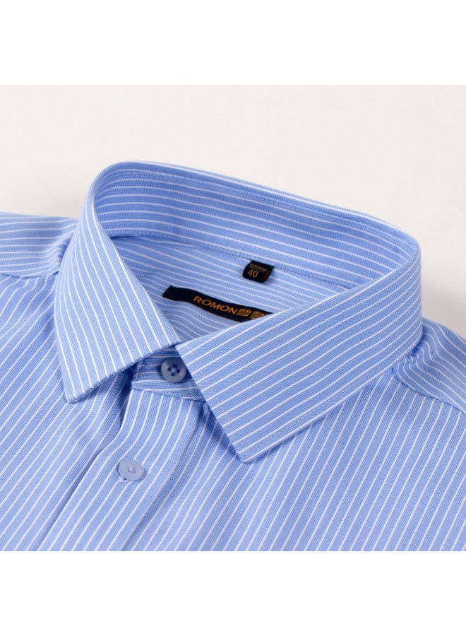 ROMON 【dp Smooth 100% Cotton】قميص رجالي طويل الأكمان مخطط من القطن النقي، قميص رجالي طويل الأكمان، قميص رجالي - Image 4