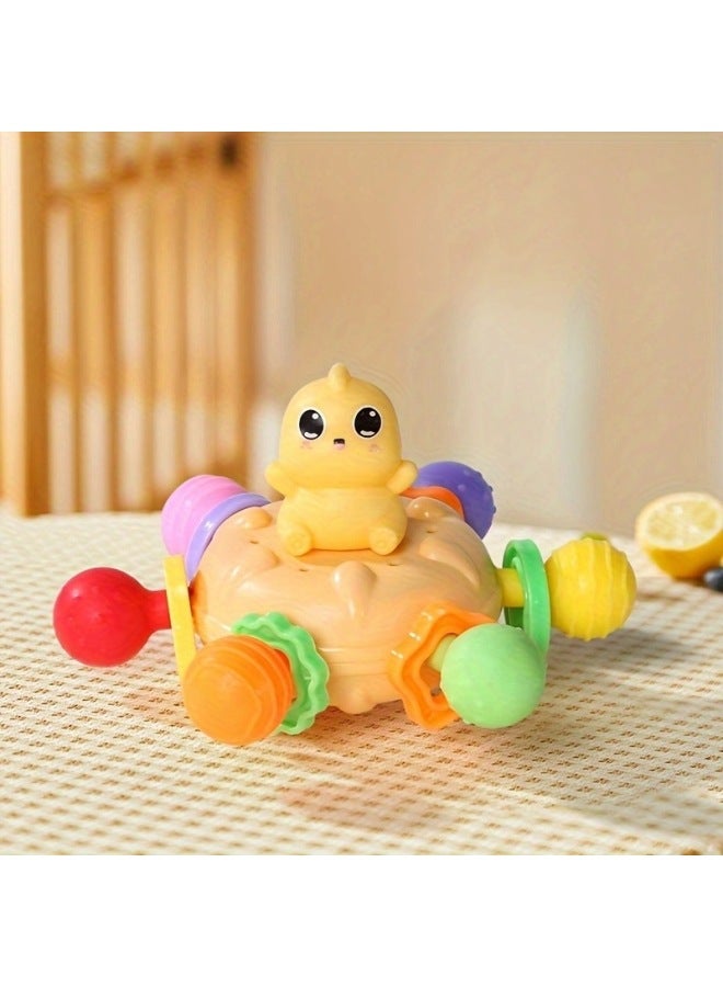 Manhattan Early Childhood Education Bite Hand Grasping Ball Rattle Toy Educational Silicone Infant Grasping Training Molar Gel-Color:Dinosaur Ball-yellow (Opp Packaging) - Image 1