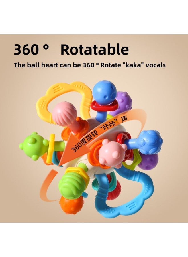 Manhattan Early Childhood Education Bite Hand Grasping Ball Rattle Toy Educational Silicone Infant Grasping Training Molar Gel-Color:Dinosaur Ball-yellow (Opp Packaging) - Image 2