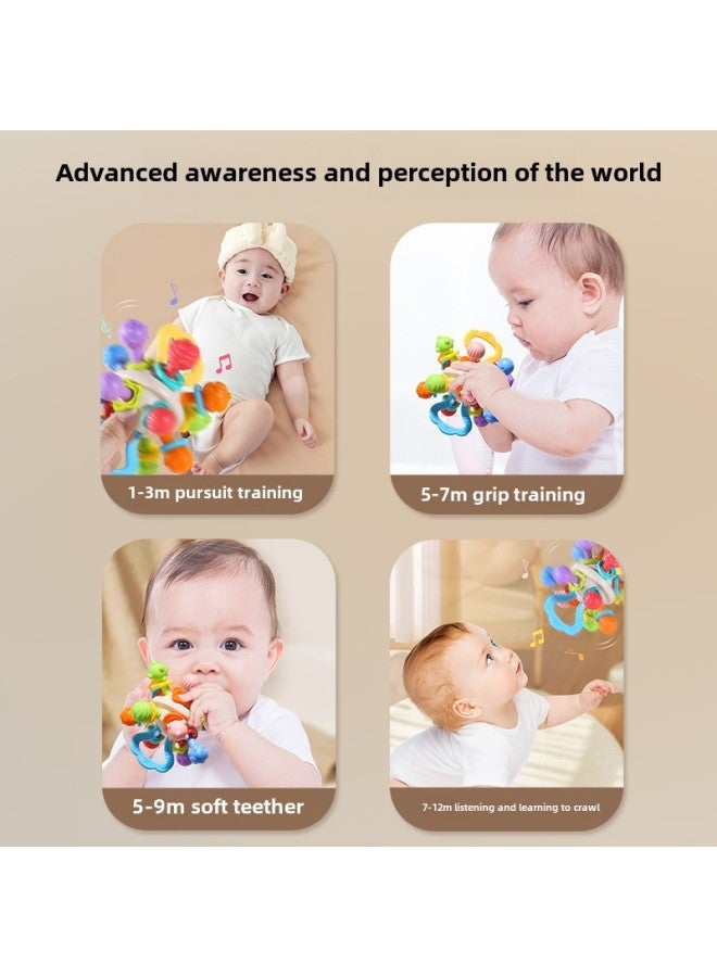 Manhattan Early Childhood Education Bite Hand Grasping Ball Rattle Toy Educational Silicone Infant Grasping Training Molar Gel-Color:Dinosaur Ball-yellow (Opp Packaging) - Image 3