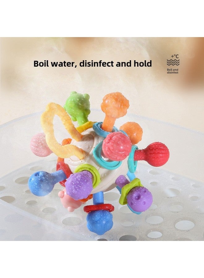 Manhattan Early Childhood Education Bite Hand Grasping Ball Rattle Toy Educational Silicone Infant Grasping Training Molar Gel-Color:Dinosaur Ball-yellow (Opp Packaging) - Image 5