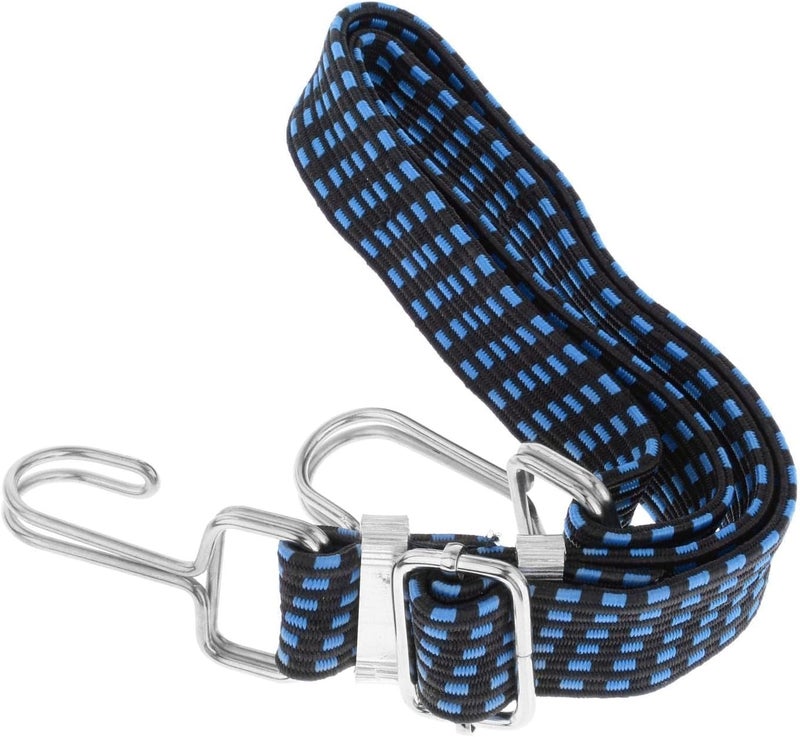klarako Adjustable Flat Bungee Cords with Hooks, Premium Latex Heavy Duty Straps with Hooks, Adjustable Buckles, Luggage Elastic Rope - Blue 1m - Image 1