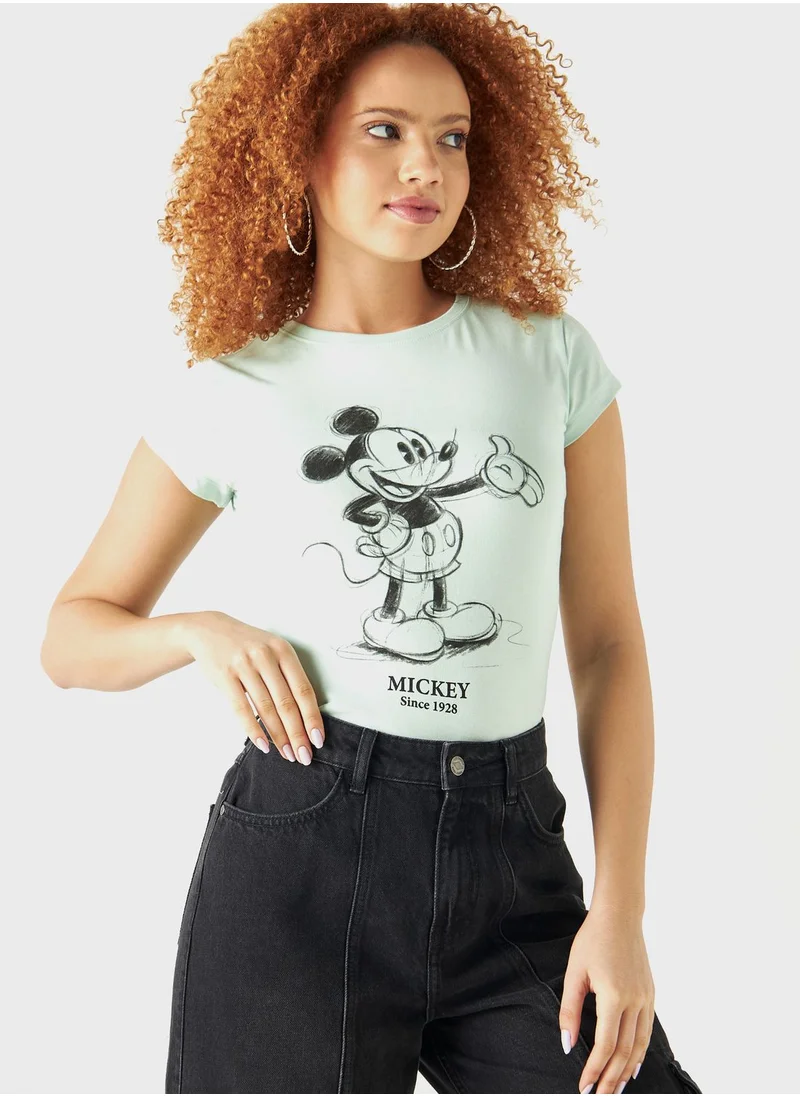 SP Characters Mickey Mouse Print T-Shirt