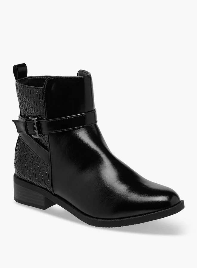 Celeste Women's Panelled Ankle Boots with Block Heels and Zip Closure