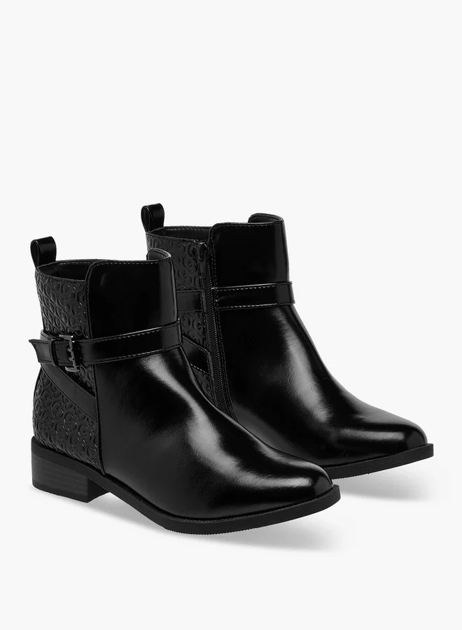 Celeste Women's Panelled Ankle Boots with Block Heels and Zip Closure