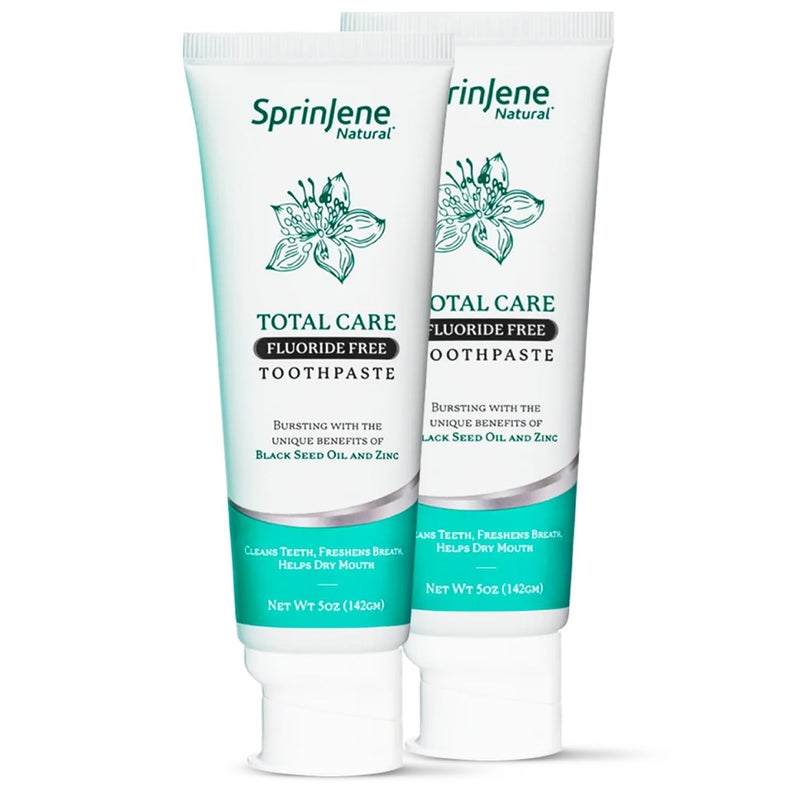 SprinJene معجون أسنان سبريجن الطبيعي للعناية الشاملة خالي من الفلورايد لأسنان قوية ولثة طبيعية معجون أسنان لتهدئة جفاف الفم وإنعاش النفس عبوة 2