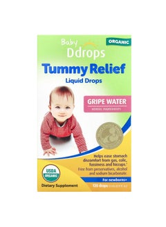 Ddrops Ddrops, Baby, Organic Tummy Relief Liquid Drops, For Newborns+, 120 Drops, 0.12 fl oz (3.3 ml) 