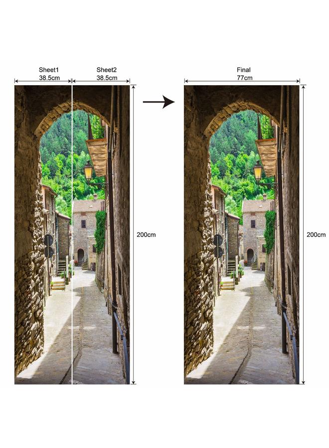 Bluejw Special Price Scenery Series Decorative Stickers 3D Simulation Door Stickers Removable Wall Stickers Bedroom Living Room Renovation PVC Wallpaper - Image 1