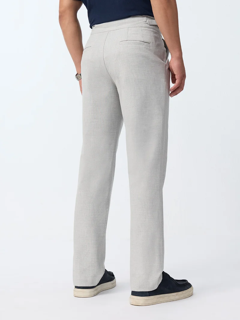 The Souled Store  The Souled Store : Gurkha Pants Men and Boys Steel Grey Solid Polyester Viscose Blend Straight Fit Adjustable Gurkha Waistband Wrinkle-Resistant 4-Way Stretch Trousers  | Best Price UAE