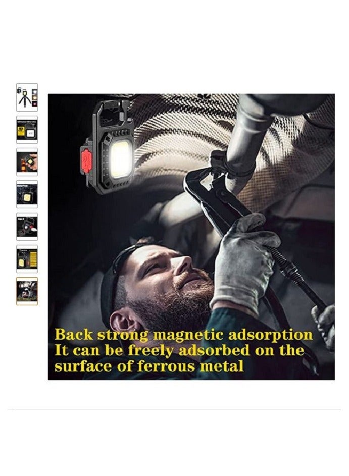 Upgraded LED COB Flashlight Keychain Light with Stand 500 Lumen Rechargeable Keychain Flashlights 4 Light Modes Portable Pocket Light with Folding Bracket Bottle Opener for Camping Emergency Fishing - Image 5