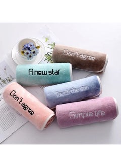 Generic Microfibre Face Towel Set, 5 Packs Super Soft Quick Drying Microfibre Towels, Hanging and Special Embroidery Design Highly Absorbent 35x75cm  - Image 2
