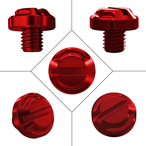AVERZELLA 4pcs Motorcycle Red Mirror Hole Plugs 2 Regular+2 Reverse M8x1.25 (Red, M8>2 regular + 2 reverse) - Image 3