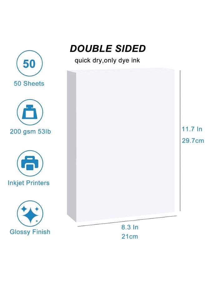 ESHANG A4 200gsm Double-Sided Glossy Photo Paper, 50 Sheets, for Inkjet Printers, Dye Ink Only - Image 2