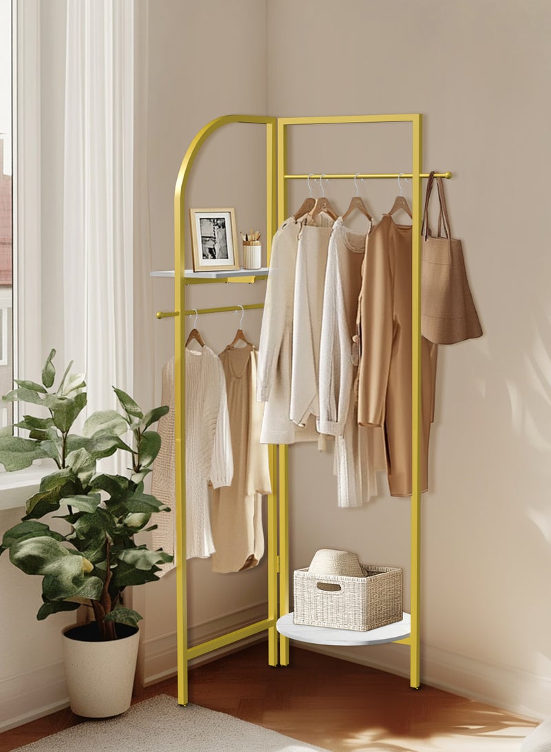 Corner Gold Metal Clothing Racks Heavy Duty Freestanding Clothes Racks Coat Rack for Hallway Entryway Design Unique Garment racks Display Racks for Hanging Clothes - Image 3