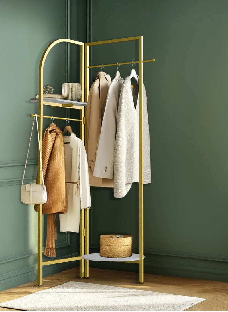 Corner Gold Metal Clothing Racks Heavy Duty Freestanding Clothes Racks Coat Rack for Hallway Entryway Design Unique Garment racks Display Racks for Hanging Clothes - Image 4