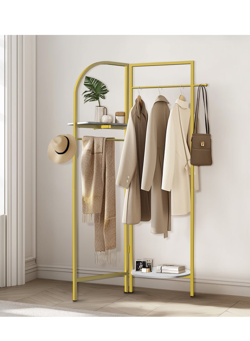 Corner Gold Metal Clothing Racks Heavy Duty Freestanding Clothes Racks Coat Rack for Hallway Entryway Design Unique Garment racks Display Racks for Hanging Clothes - Image 5