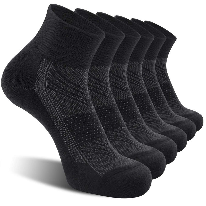 CS CELERSPORT CelerSport 6 Pack Men's Ankle Socks with Cushion, Sport Athletic Running Socks, Black, Large - Image 1